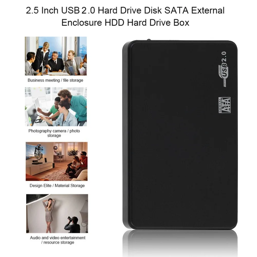 2.5 Inch HDD Case USB 2.0 SATA Portable Support 2TB Hdd Hard Drive External Enclosure HDD Box with Bag solid state drive external hard drive external hard drive case ssd enclosure hard drive enclosure hard disk case external hard drive box hdd case enclosure hard drive adapter ssd adapter