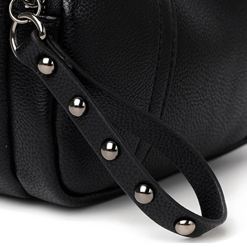 Solid Color Fashionable Rivet Zipper Women's Mobile Phone Bag
