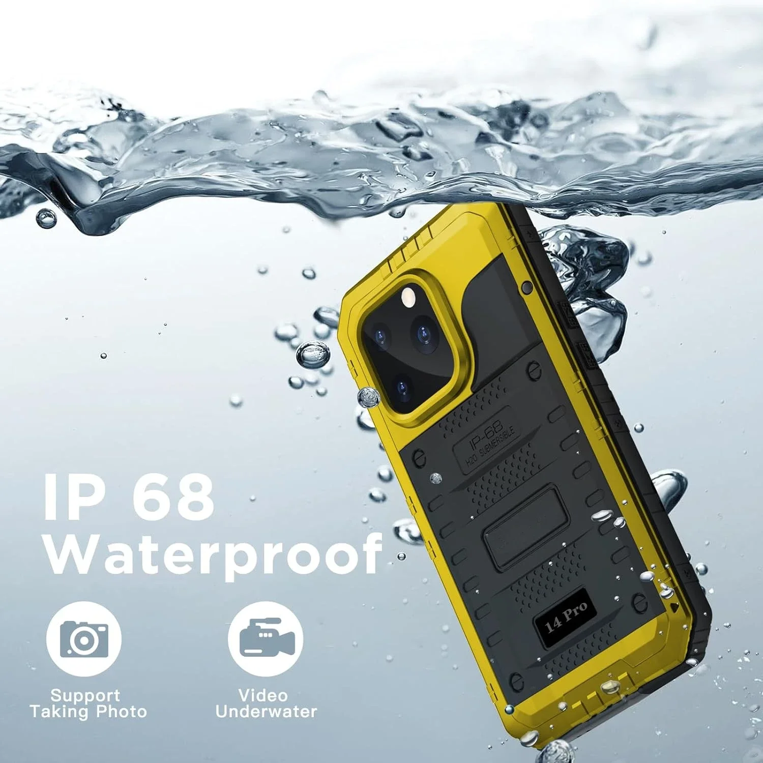 IP68 Waterproof rugged metal armor case for iPhone 15 14 13 12 11 Pro Max XS XR 8 7 6 Plus SE3 Shockproof cover screen protector