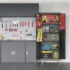 Metal Garage Storage Cabinet, Tall Garage Cabinets with 5 Adjustable Shelves, Steel Tool Storage Cabinet with Wheels,Lockable He 2