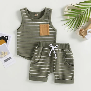 Baby Kids Clothes Short Sets Summer Toddler Boy Cotton Tank Tops+Shorts Casual Children Clothing Outfits Suits for 0-4Years