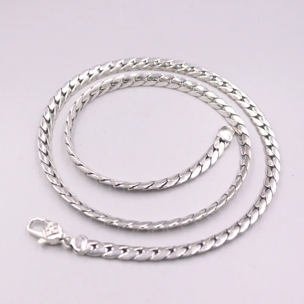 

Real 925 Sterling Silver 5mm Flat Snake Link Chain Necklace 19.7inch