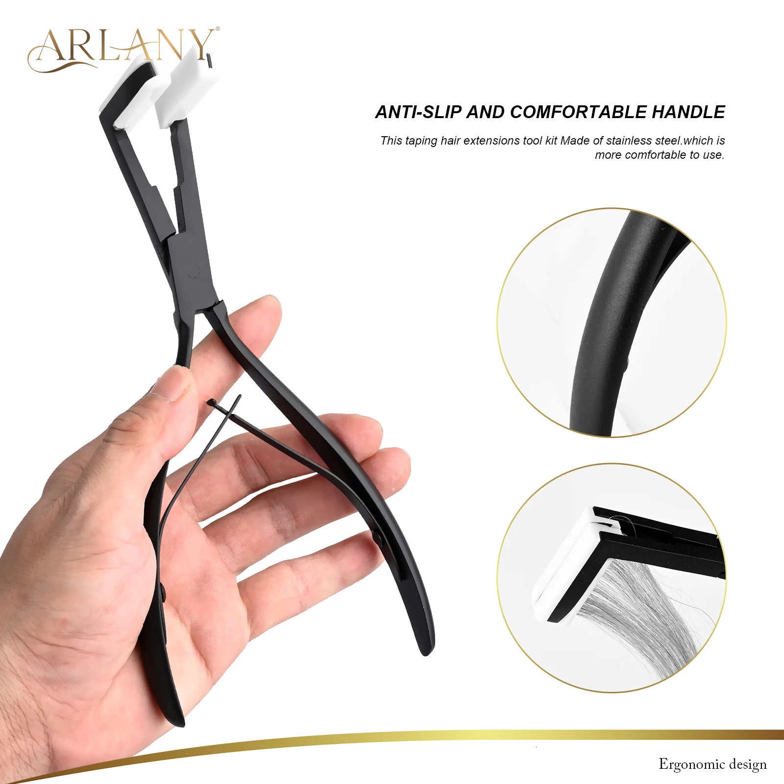 Tape in Hair Extension Pliers Stainless Steel Hair Extension Tool Sealing Pliers for Tape in Hair Extension Silicone Pad Jaws