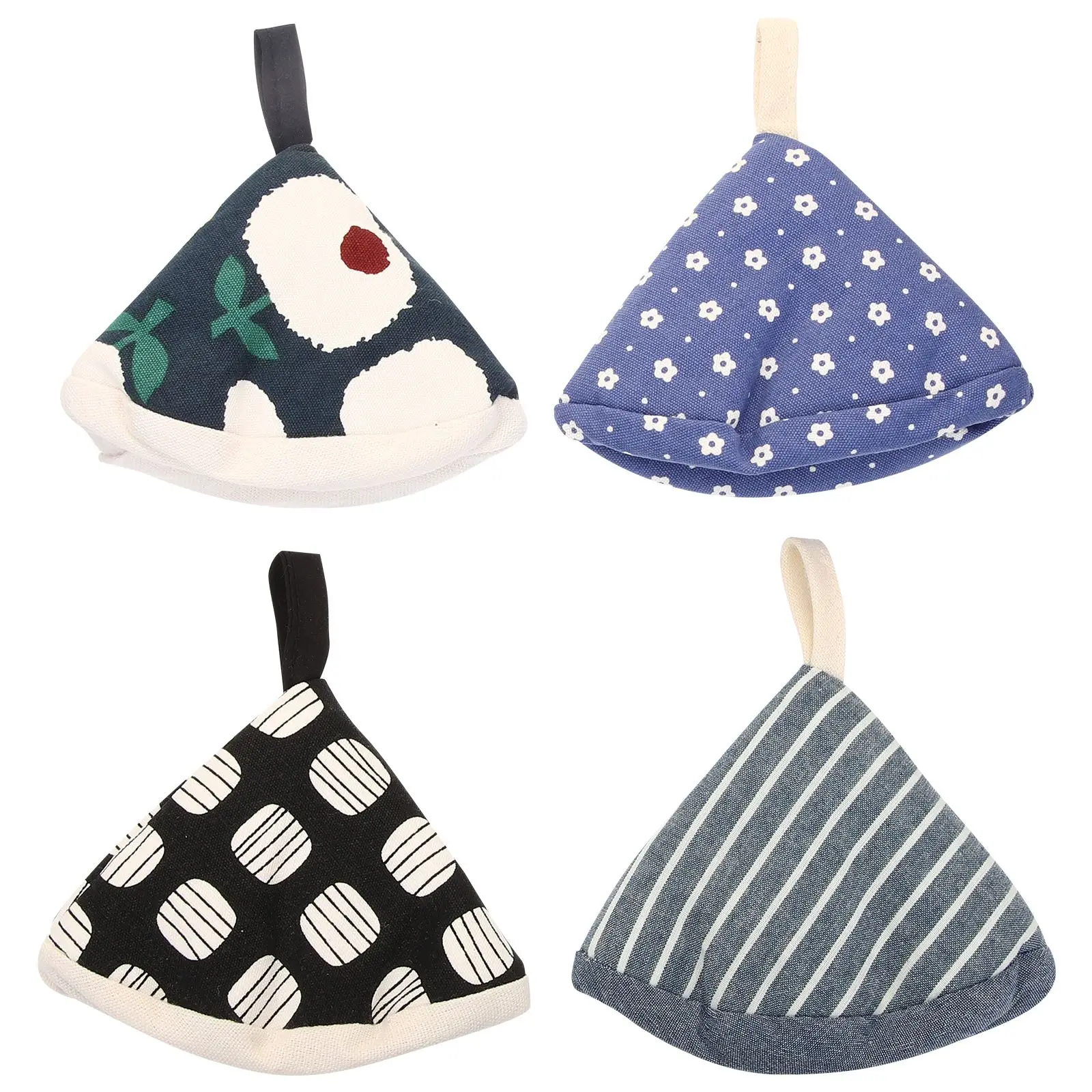 

4pcs Hot Pot Lid Handle cloth Mitt Triangle-Pot-Handle Cap AntiScald Pot Knob Grabber Triangular Pot Knob Mitt Kitchen accessory