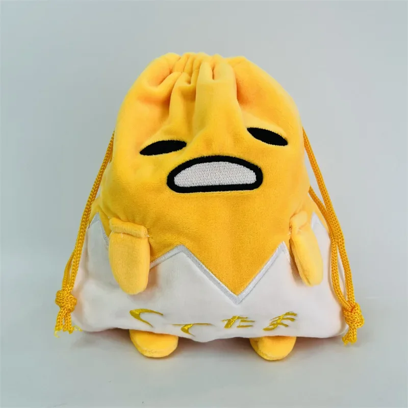 Drawstring Storage Bag Sanrio Gudetama Drawstring Pocket Storage Bag Cute Cartoon Embroidered Plush Women Girl Portable Folding Kid Gift