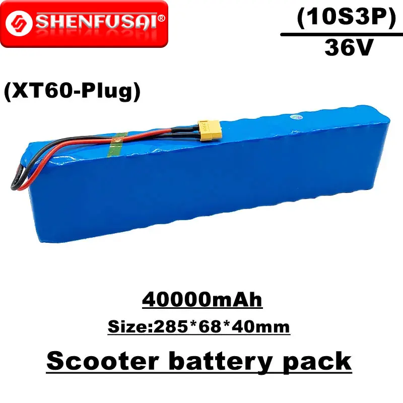 

36v lithium ion battery pack, 10s3p, 40ah, XT60 connector, suitable for electric bicycles and scooters, equipped with BMS