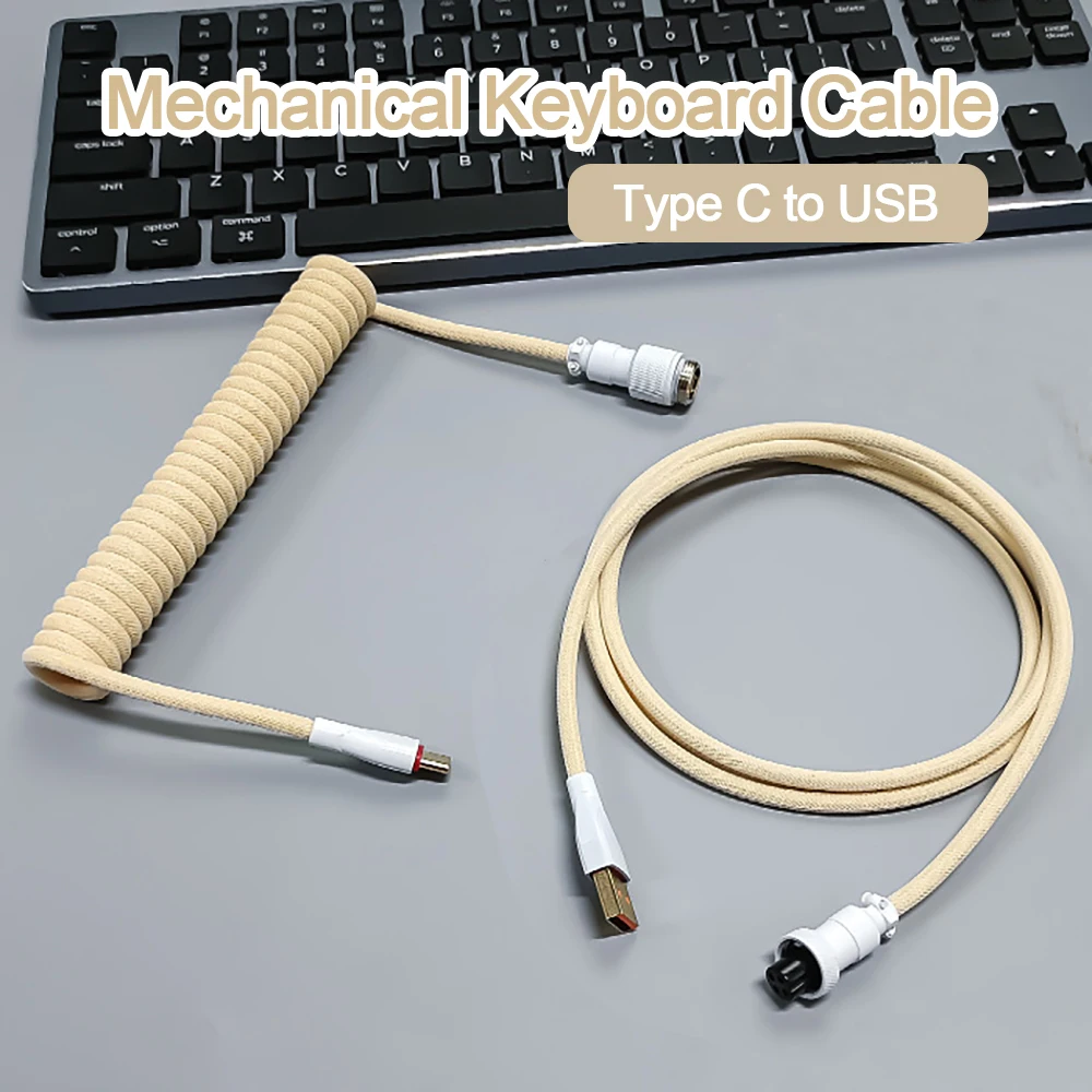 

Type C Coiled Cable for Mechanical Keyboard Aviator Connector with Customized Usb Port for Gaming Keyboard Access