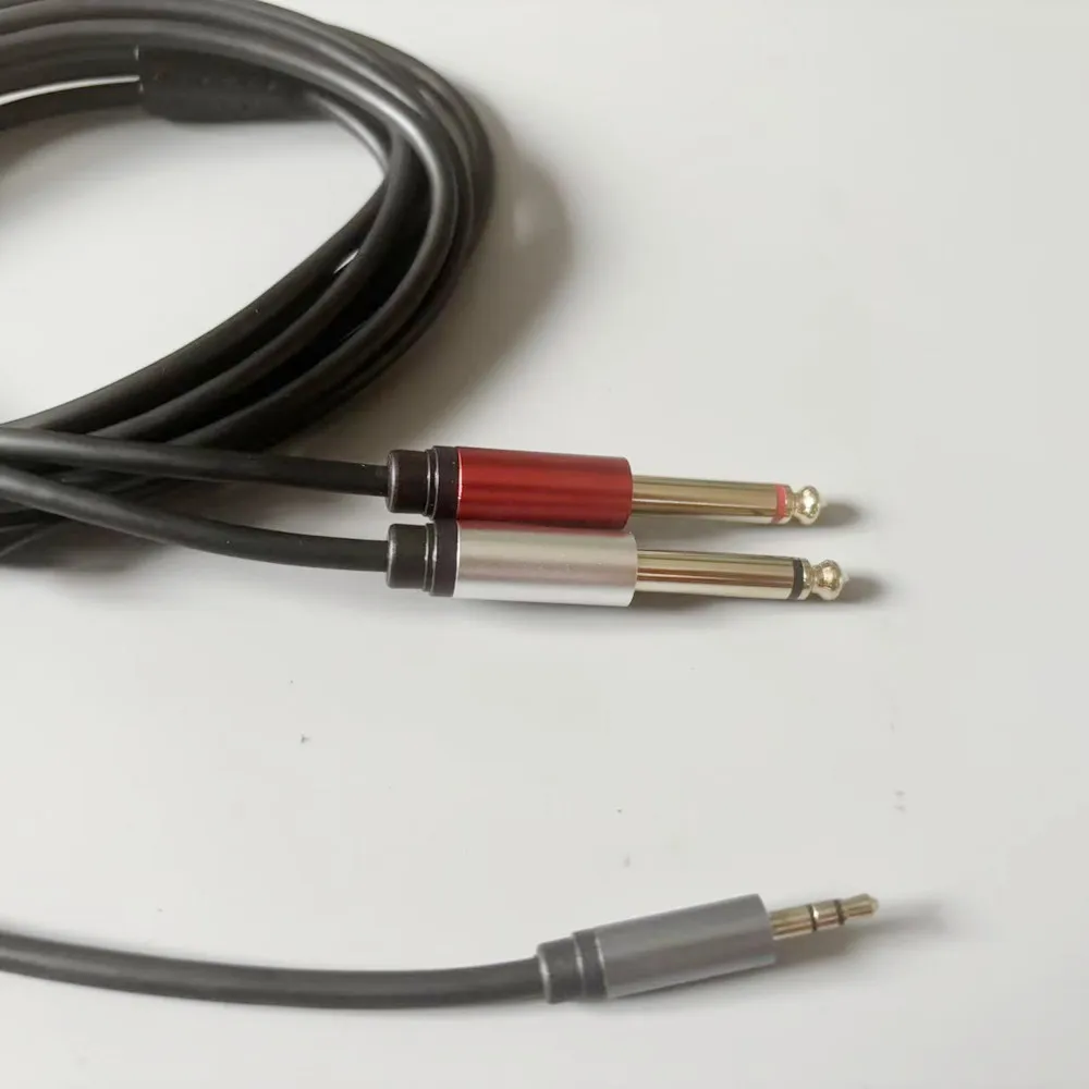 1/8인치에서 1/4인치 스테레오 케이블 3.5mm TRS - 듀얼 6.35mm 1/4 TS 모노 Y 스플리터 오디오 코드 어댑터 (홈 스테레오 시스템 호환)