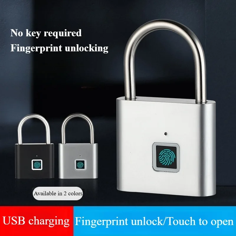 USB Charging Fingerprint Lock Smart Padlock Waterproof Door Lock 0.5sec ...