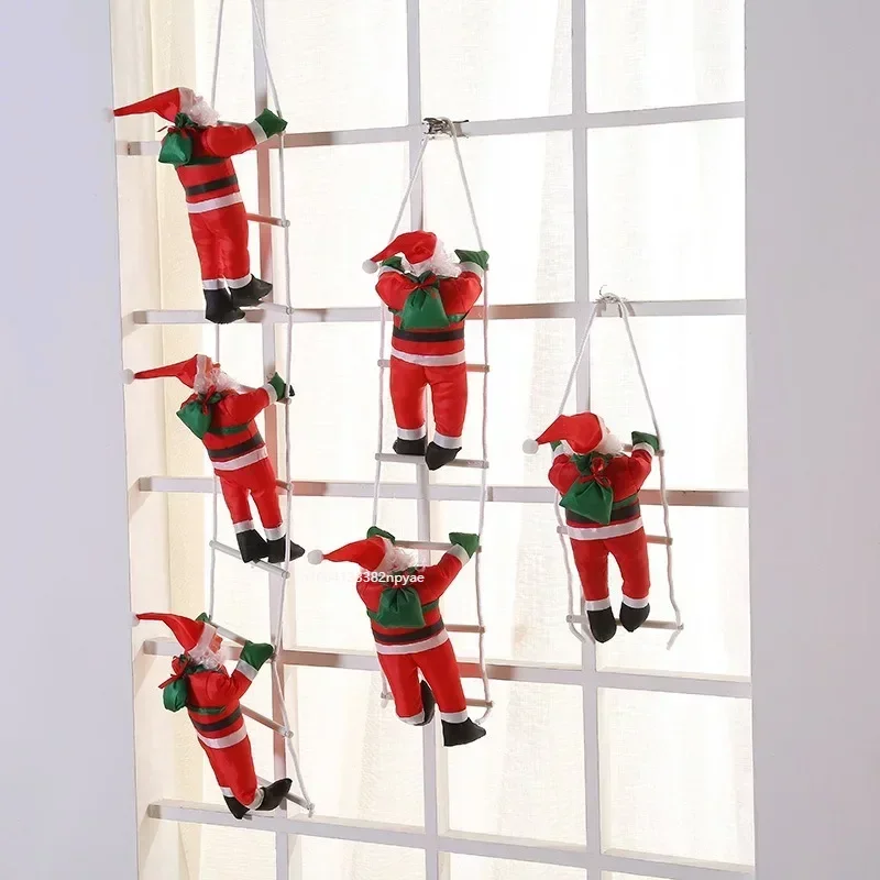 Christmas Ornaments Gift Climbing Ladder Santa Claus Christmas Tree Wall Hanging Pendants Climbing Rope Doll New Year Kids Toy