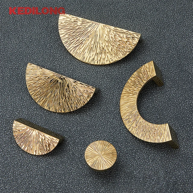 KEDLO ค้อนทองเหลืองแข็งลายครึ่งวงกลมด้ามเงินสไตล์ยุโรปหรูหราแสงลิ้นชักทองดึงมือจับ 1