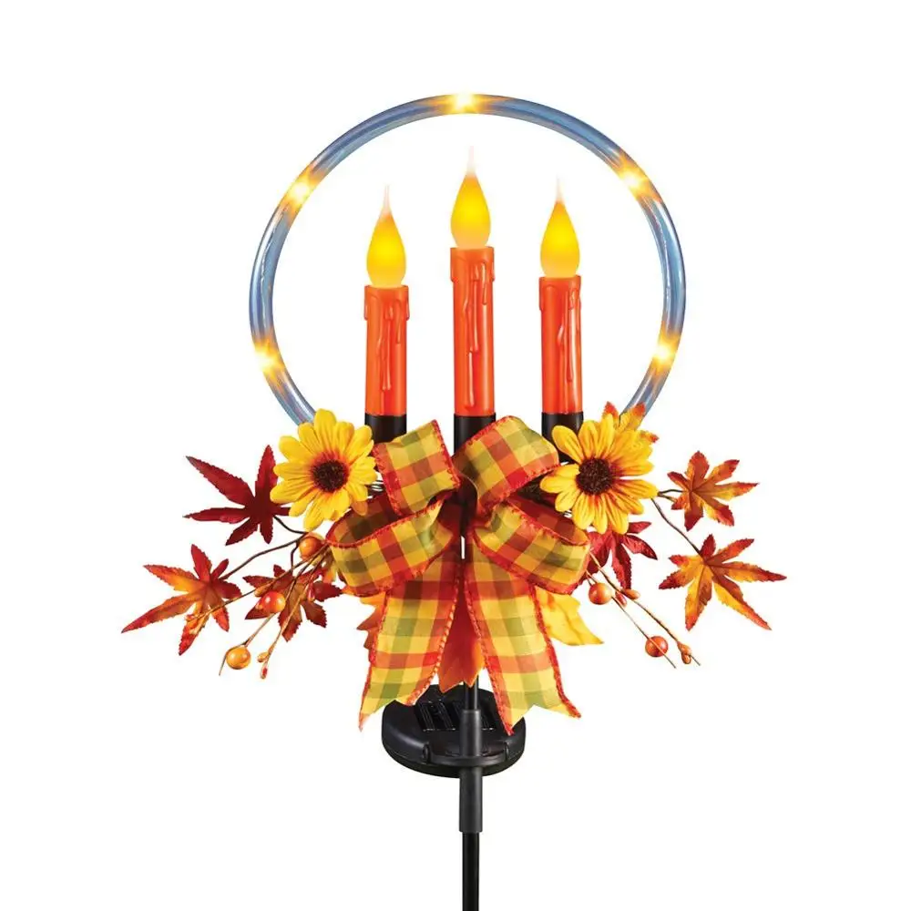 

Garden Plaid Bow decorative Solar Autumn Ring Candle Stake