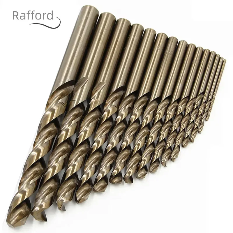 Rafford 15Pcs roasted straight shank twist drill 1.5-10mm high speed steel full grinding hole opening tool set