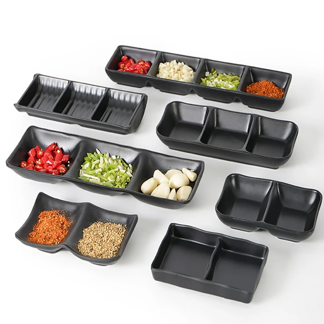 Pretty Melamine Sauce Dishes Seasoning Plates Sushi Soy Vinegar Chili Muti-grid Mini Bowl Japanese Kitchen Hotel Sauce Dispenser 6