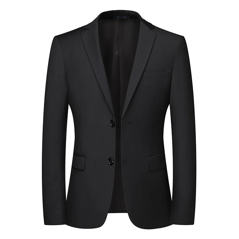 Blazer New Men's Fashion Business Solid Color British Style Professional Work Groom Wedding Dress Best Man Blazer Jacket 2