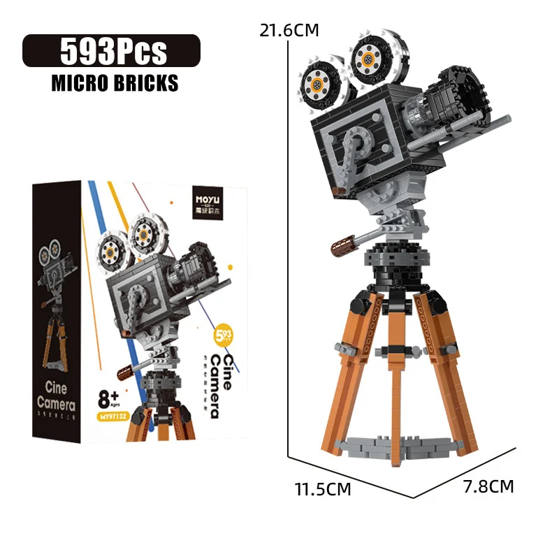 Creative Micro Classic Retro Cinema Film Camera Polaroid Model Building Blocks Assembly Land Camera Diamond Bricks Toys Kid Gift images - 6