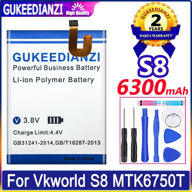 

Phone Battery 6300mAh For Vkworld S8 5.99 Inch FHD Full Screen 4G Smartphone Free Tools