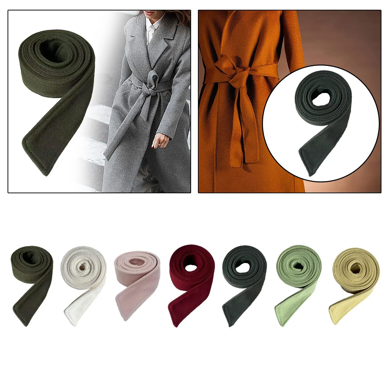 Women`s Faux Wool Overcoat Waist Belt Trench Coat Belt Long Portable Stylish Wide Waist Belt Band for Overcoat Outerwear