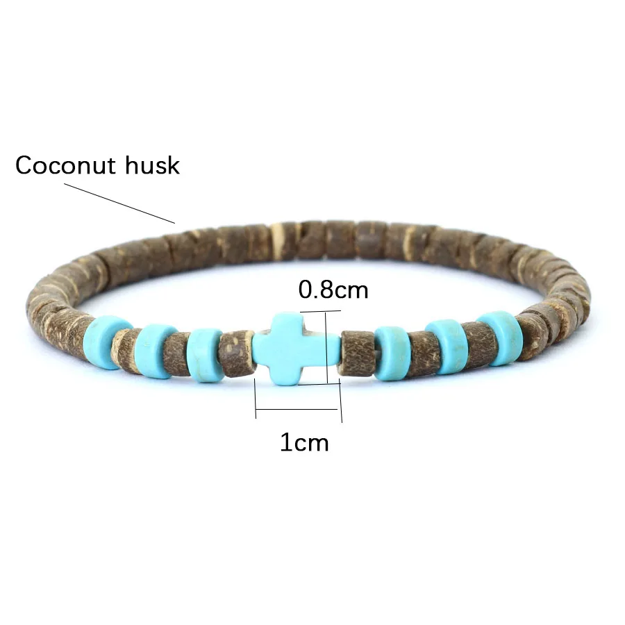 Natural Coconut Husk Unisex Bohemia Blue Howlite Stone Bracelet