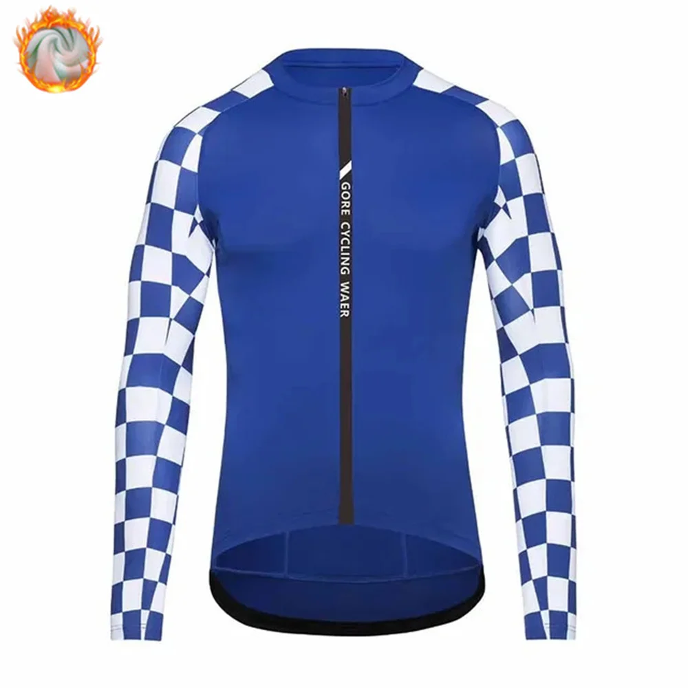

Men's GORE Cycling Wear Team Winter Warm Jacket Thick Thermal Fleece Bicycle Clothing MTB Long Sleeve Wool Tops Road Bike Jersey