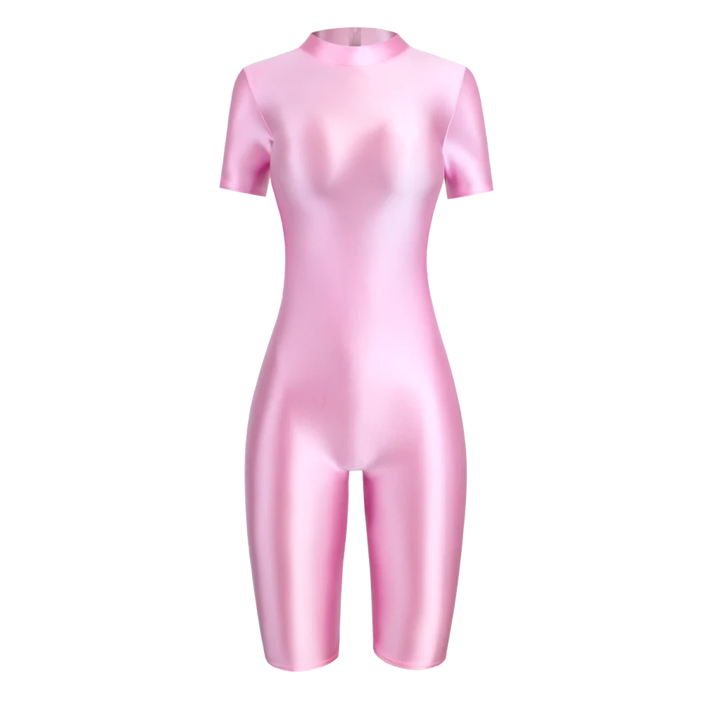 thumbnail image 1 of MJINM - Mono de una pieza brillante para mujer, para natación, running, mono corto con cremallera, para carreras, ciclismo, yoga, fitness, 1 of 5