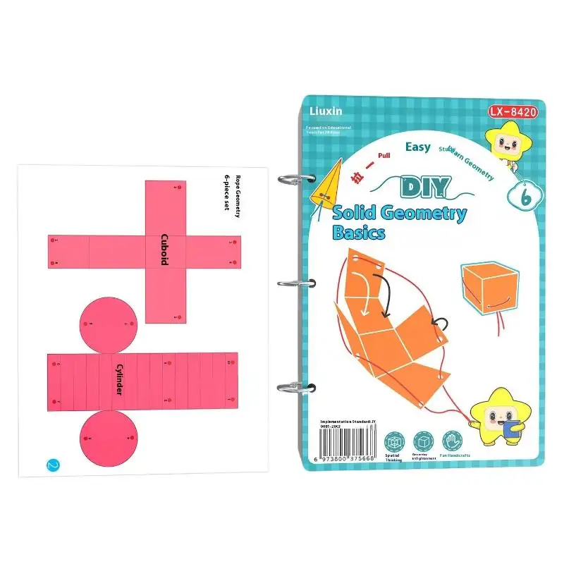 Montessori Educational 3D Geometry Quiet Book Set for Kids - DIY Math Learning Tracing Workbook for Spatial Thinking Training - 5