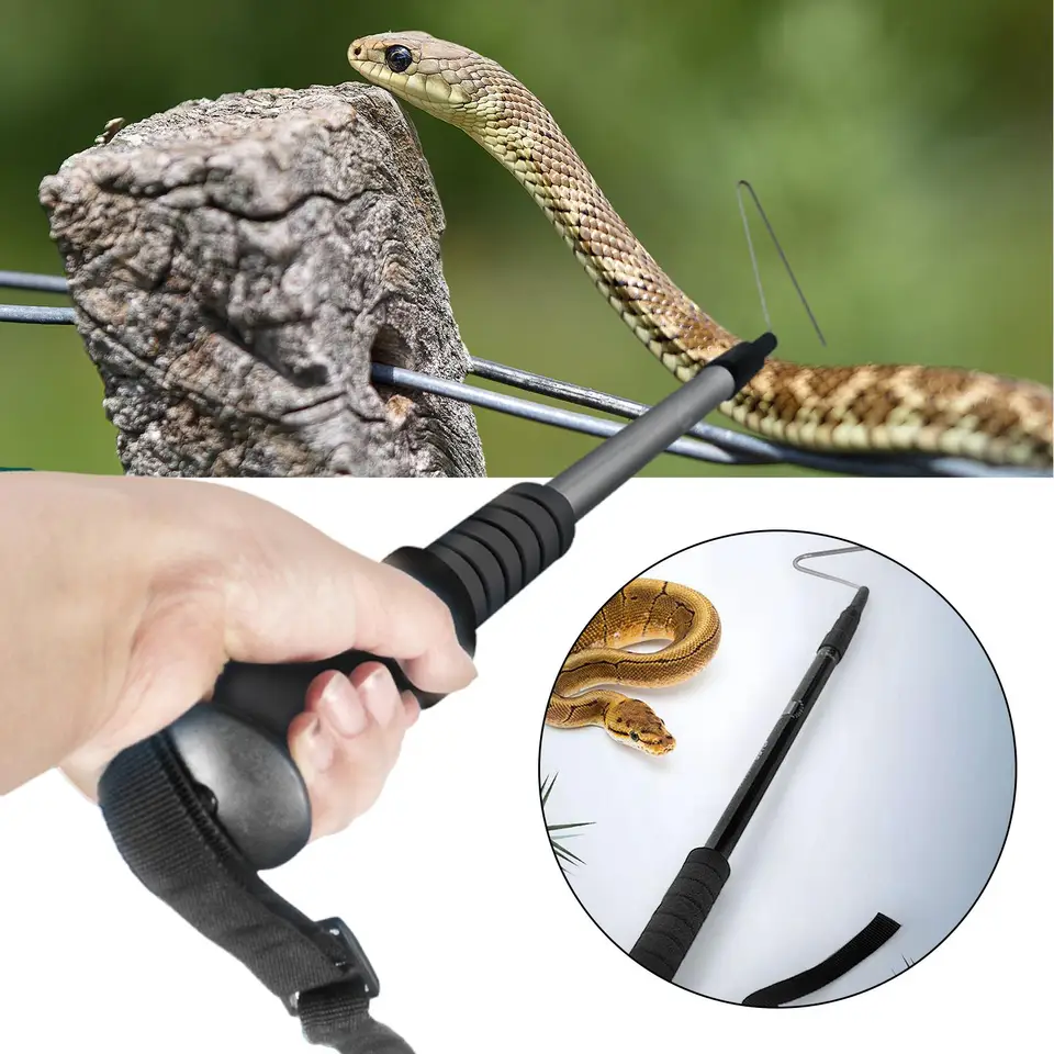 2 Stuks Telescopische Slangenhaak Slang Haak Slangen Vangtang Lange Slangentang Slangenvanger Stok Slangengrijptang Slangenplukker Slangen Pincet Hand Stok Roestvrij Staal Glas