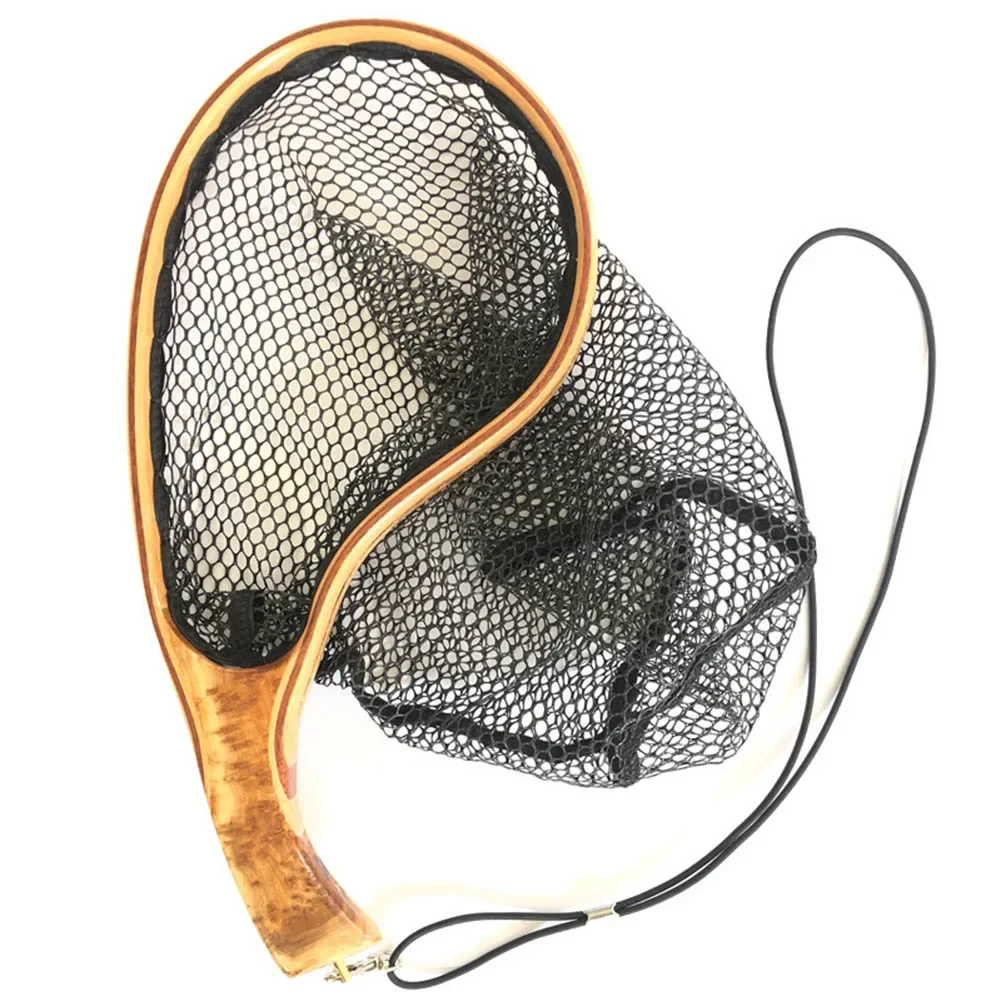 

1pc Fly Fishing Net Landing Catch Release Net Wooden Frame Stream Fishing Net Fishing Accessories Wood+plastic Fly Fishing Net