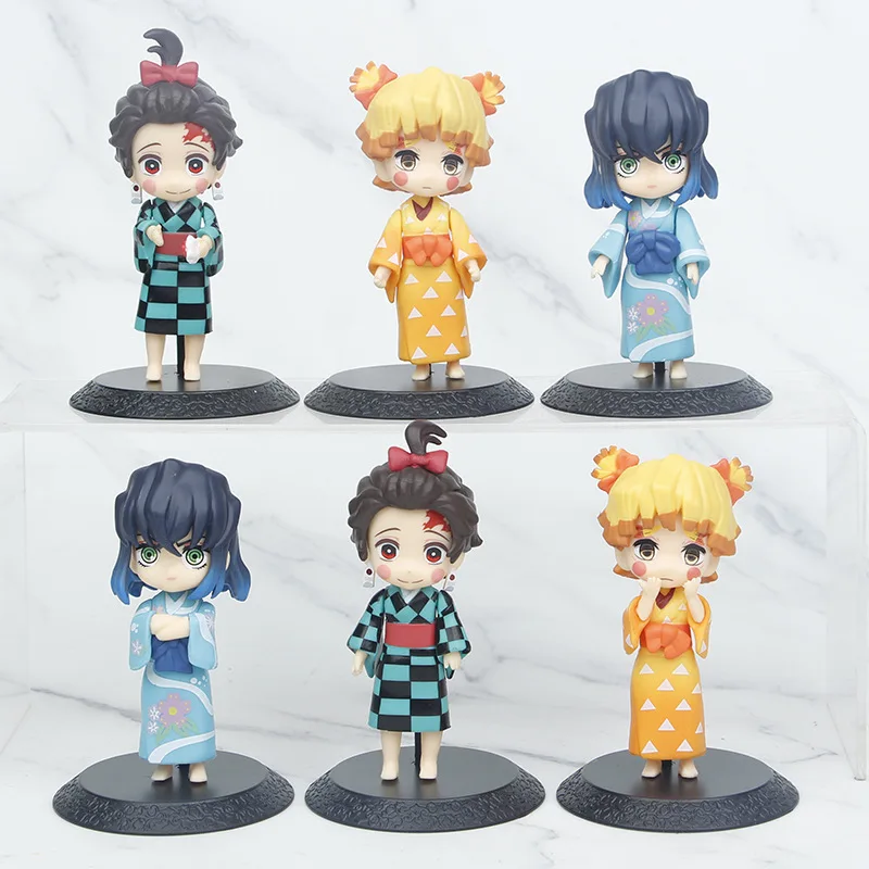 

6Pcs/Set Cartoon Anime Ceremonial Robe Demon Slayer Action Figures Collection Model Doll Toys Decoration Kids Birthday Gifts