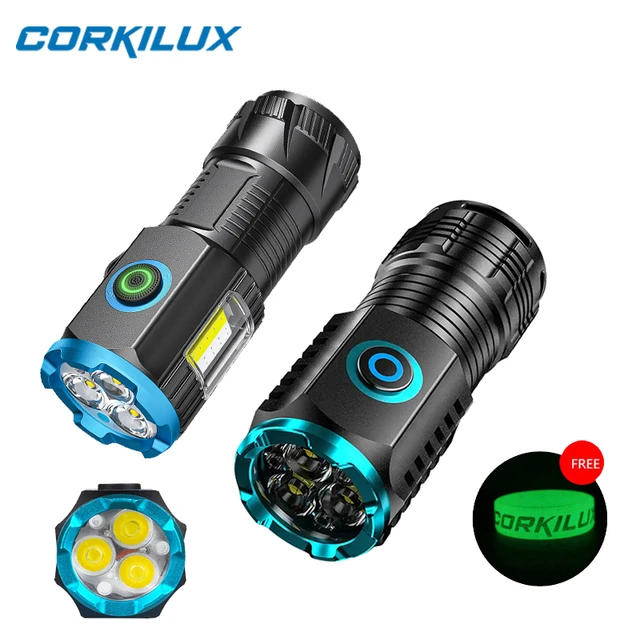 CORKILUX-Mini linternas Led recargables con USB, linterna EDC de