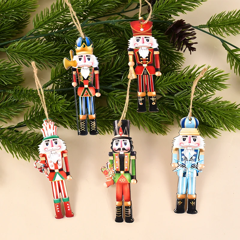Wooden Nutcracker Soldier Ornaments - 12Pcs Xmas Tree Decorations Christmas  New Year Gift 2024