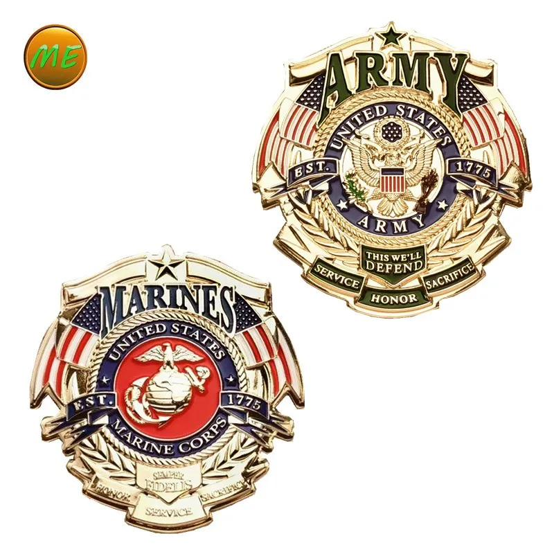 

USA Brass Badge Marine Cops International Officer Commission Motorcycle Metal Large Brooch Pin Buckle for clothes vest hat