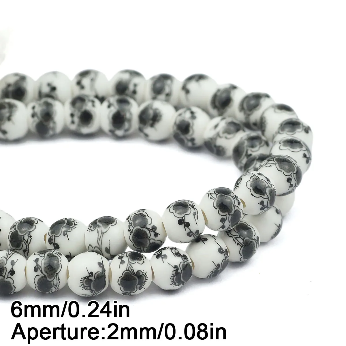 20pcs Multicolor Floral Oblate Ceramic Spacer Beads