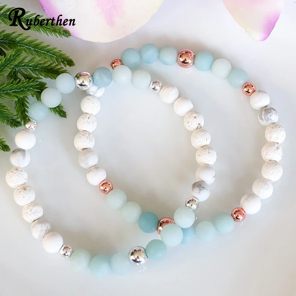 

Ruberthen 6 мм Amazonite хаулитовый бисер браслет, браслеты из драгоценных камней для женщин, диффузор эфирных масел, лечебный браслет