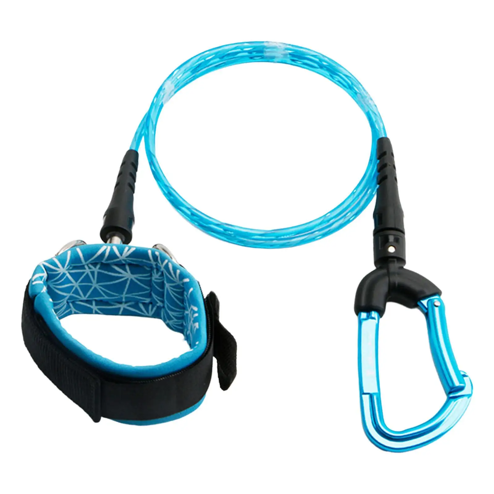 Freediving Lanyard Adjustable Stainless Steel with Professional Dive Wristband Safety Rope for Underwater Sports Freediving