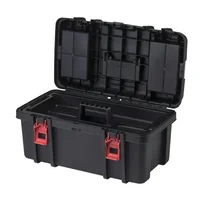 22-Inch Heavy-Duty Black Tool Box with Clear Lid Organizers Removable Utility Tray Carrying Handle 2