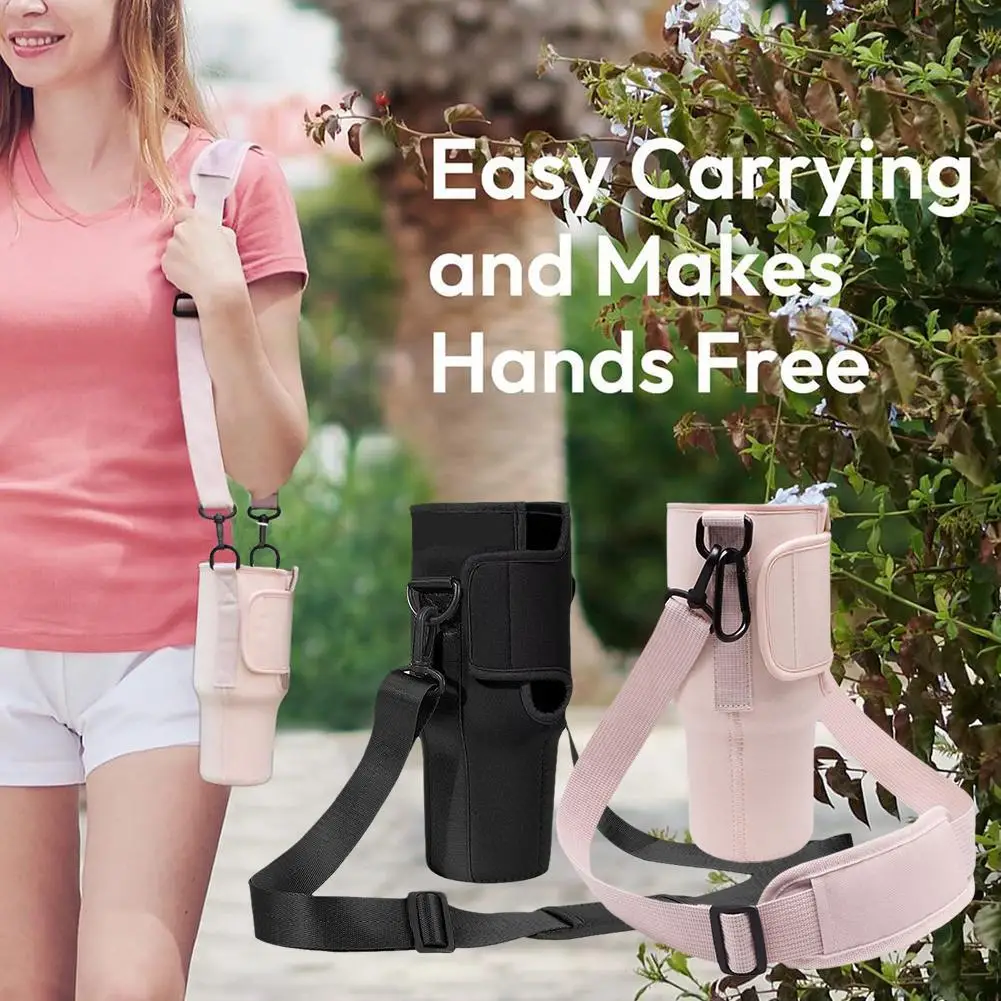 

Water Bottle Carrier Bag For Stanley 40oz Tumbler with Adjustable Shoulder Strap with Handle Water Bottle Holder for Card Key