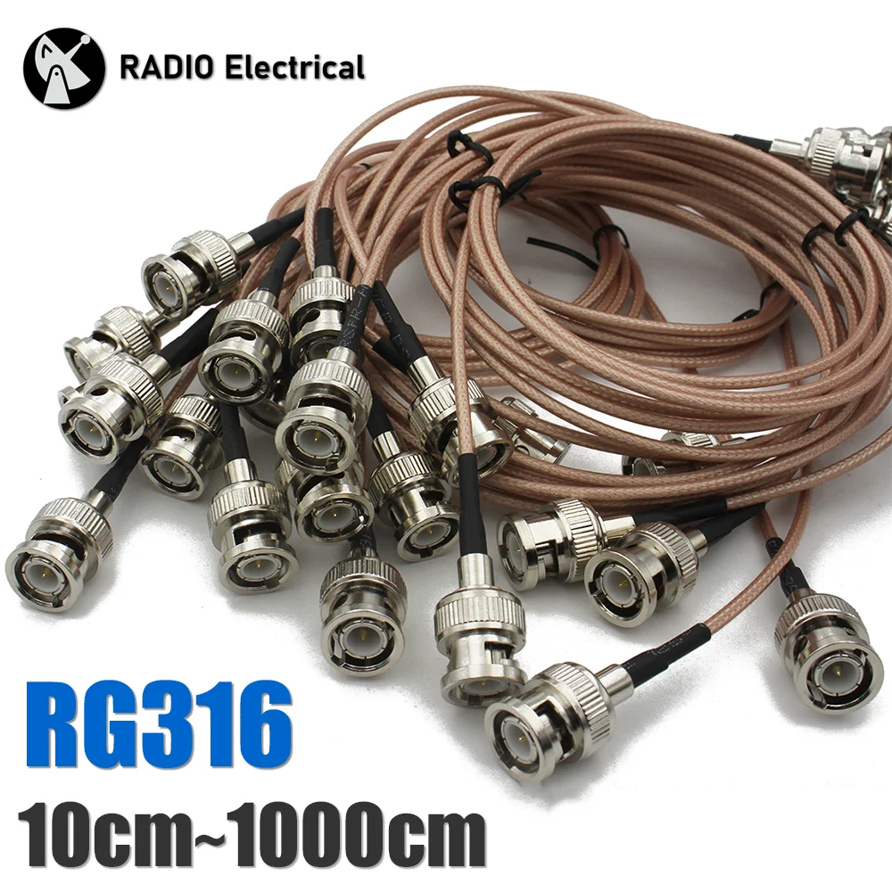 RG316 BNC male to BNC male plug Q9 crimp Pigtail Coax Jumper extension Cable FPV for HD-SDI 3G-SDI Vedio CCTV Camera Camcorder data cable connector