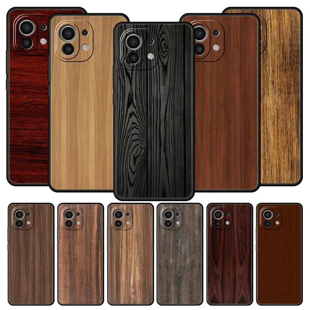 Carved Wood Design Black Silicone Phone Case Cover