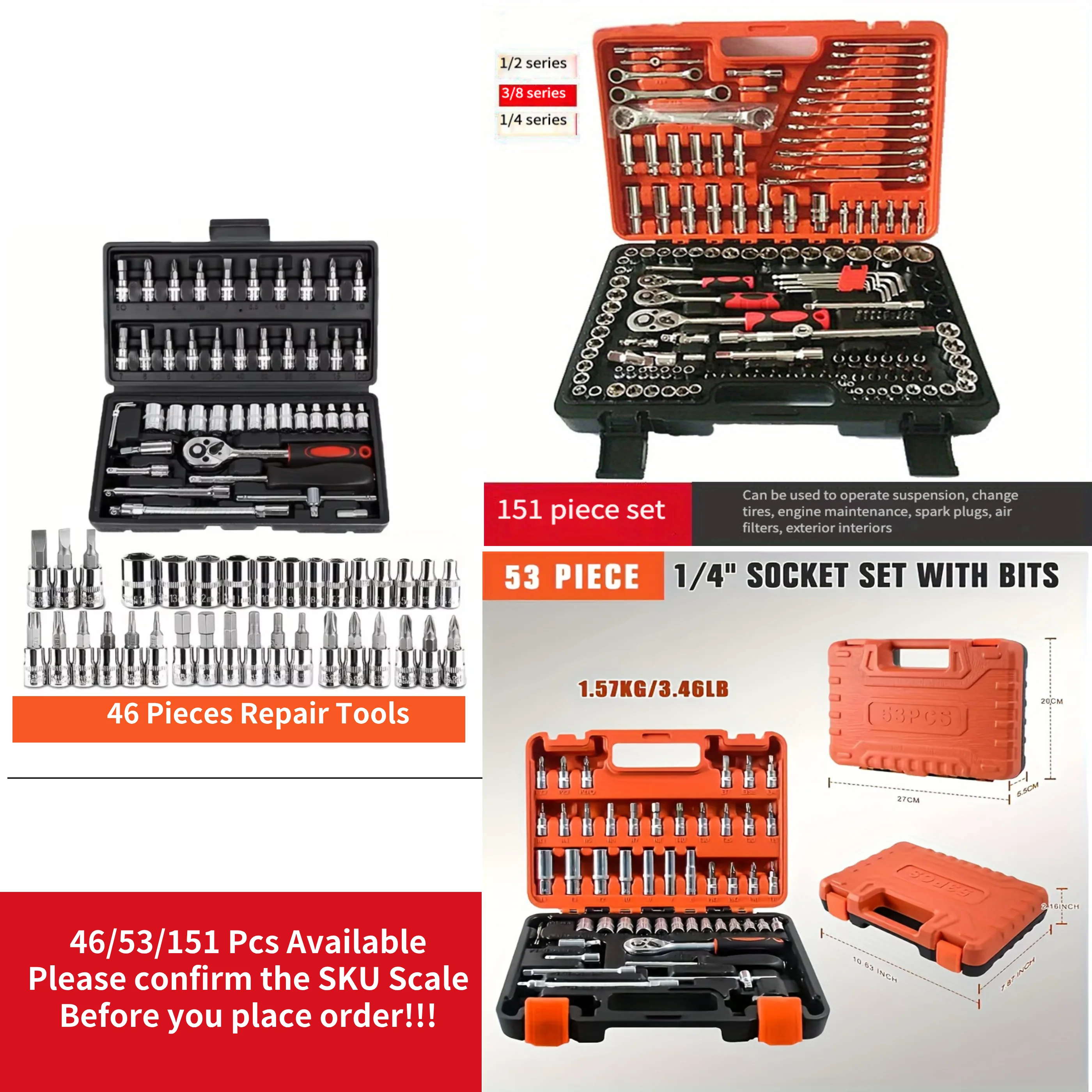Car Repair Tools Multi-Purpose Repair Tool Set Ratchet Torque Wrench