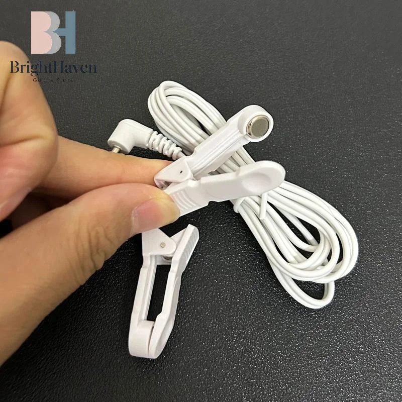 1Pcs 이어 클립 전극 리드 와이어 2.5mm 직각 플러그 TENS 펄스 치료 마사지 장치 B.H 용 듀얼 이어 클램프 케이블