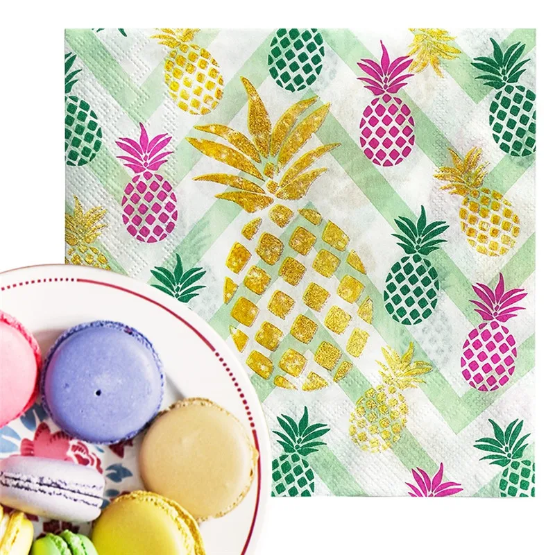 20Pcs/pack Colorful Pineapple Fruit Printed Table Napkins Paper Tissue Birthday Wedding Party Decoration Supplies