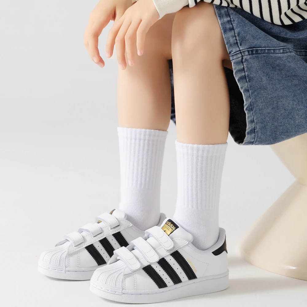 5 Pairs 100% Cotton Children Long Tube Socks Girls Boys Baby Autumn Winter Warm White Black Student Sports Socks for 1-12 Year 4