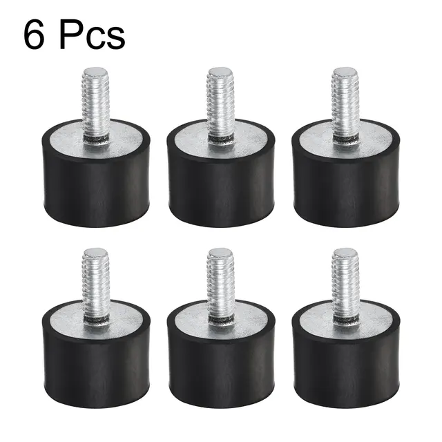 4 Pack Rubber Vibration Isolators With Twin Screw Studs - Anti-Vibration Mounts For Compressors, Pumps, Engines