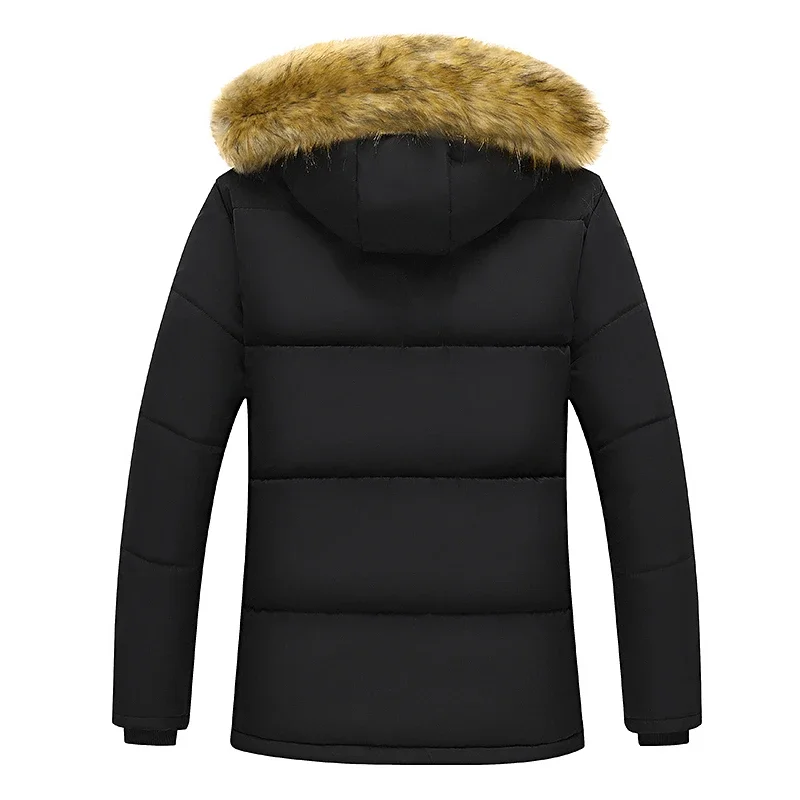 2023 Winter Windproof Fleece Warm Thicken Padded Jackets Coats Men Fashion Hooded Fur Collar Classic Casual Snow Parkas For Man