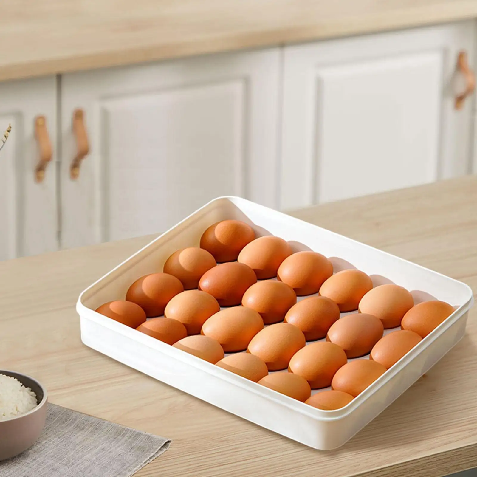 24 Grid Egg Refrigerator Organizers Eggs Tray Bins Holds 24 Eggs Egg Storage Box for Kitchen Fridge Shelf Refrigerator Drawer