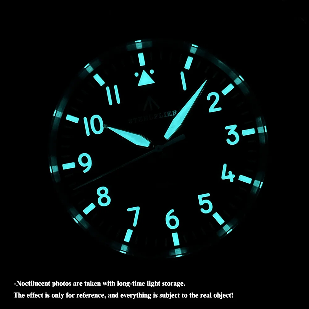 London Craftwork STEELFLIER SF745 Orologio Field Pilot 36mm, Quarzo VH31, Swiss Lume, 200m, Nero - 5
