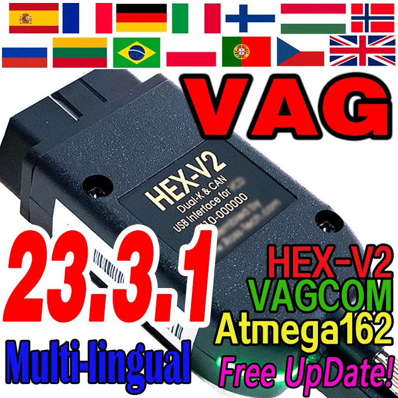 2024 Newest VCDS V24.5 VAGCOM V23.11  VAG COM Popular Francais Hex V2 FOR VW for AUDI Skoda Seat Vag French English Atmega162