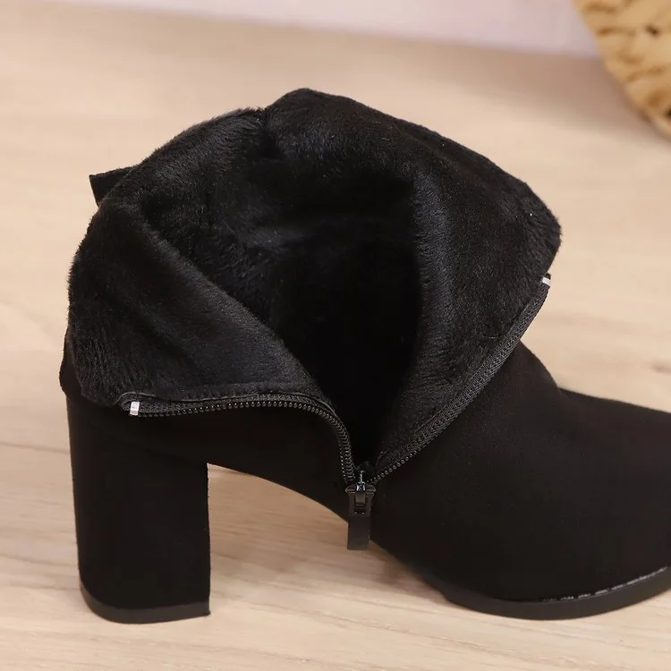Autumn Winter Heeled Female Short Shoes Round Toe Women's Ankle Boots Chic and Elegant Large Size Warm Comfortable Booties Sale
