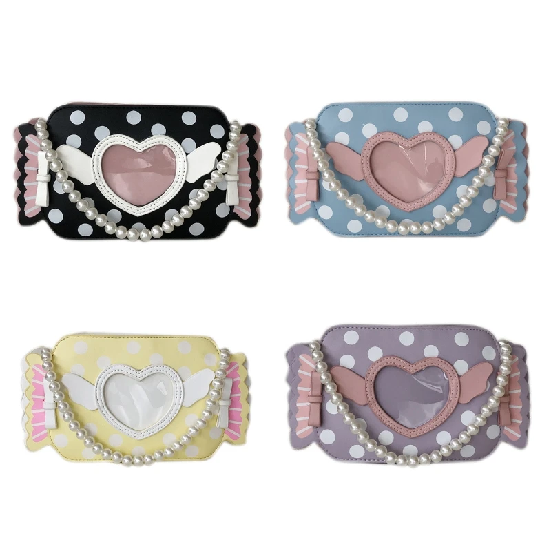 

Novelty Candy Bag Love Polka Dot Pearl Chain Crossbody Bag 066F